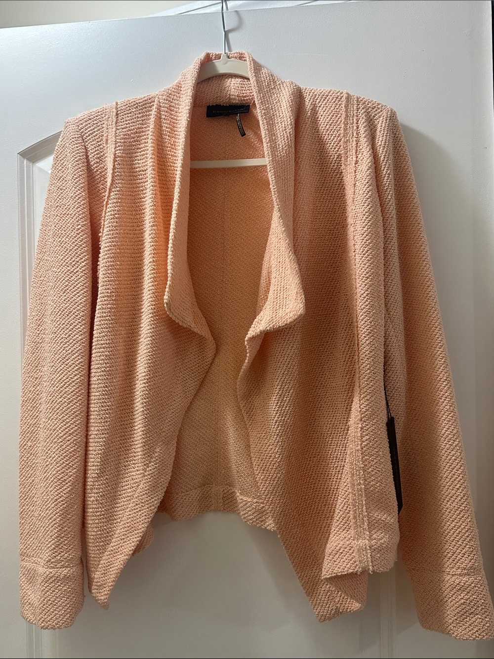 Donna Karan Peach Open-Front Knit Cardigan